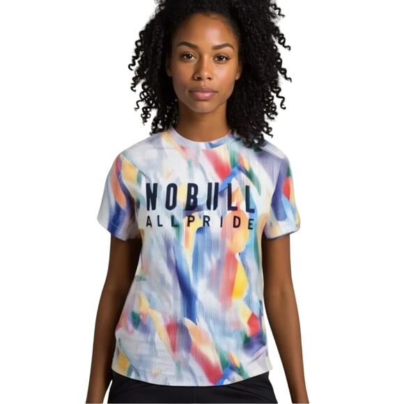 NoBull Women's Rainbow Short Sleeve All Pride Cross Fit Workout Shirt S - Picture 1 of 5